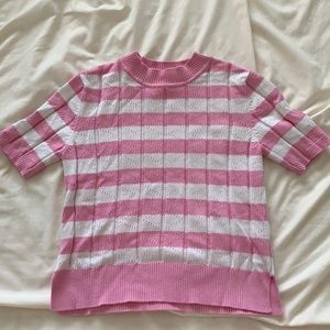 pink & white sweater tee